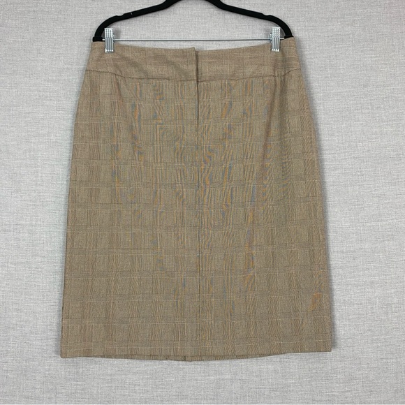 Jessica Dream Fit Pencil Skirt Knee Length Tan Glencheck Sz 14 - Picture 1 of 11